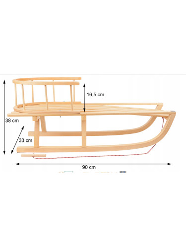 Drewniane sanki tradycyjne z oparciem
